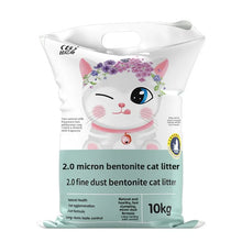10kg bag of bentonite clumping cat litter with low-dust formula and illustrated cat packaging