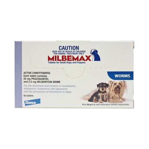 Milbemax Dog Under 5kg Broad Spectrum Allwormer - 50 Tablets