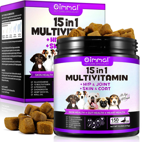 15 in 1 Multivitamin 150 Chews for Dogs Hip Joint Skin Gut Heart Support