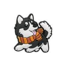 black and white dog jibbitz on a white background
