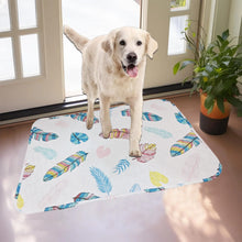 dog walking inside the house on a dog pee pad