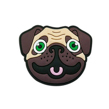 smiling green eyed dog crocs charm
