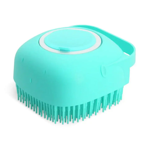 green shampoo brush on white backgrund