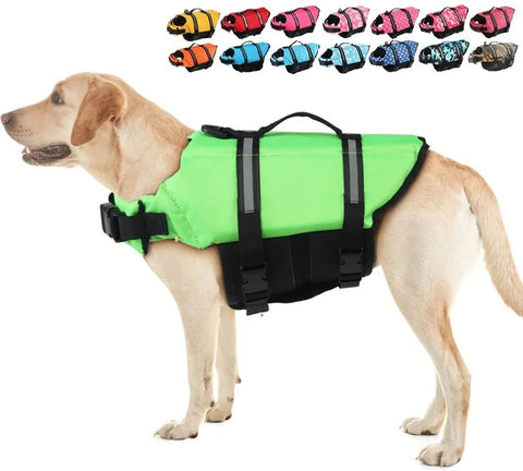 Adjustable Dog Life Jacket with Rescue Handle – Swimming Vest for Pets