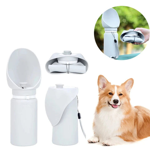 550ml Folding Pet Water Bottle – Portable Travel Mug for Dogs & Cats