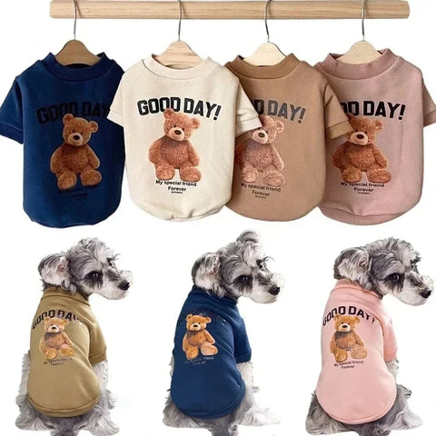 Winter Puppy Sweatshirt & Bear Pattern Jacket for Small Dogs