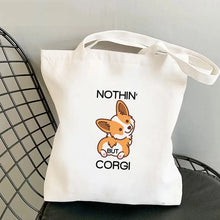 Corgi Print Canvas Shopper