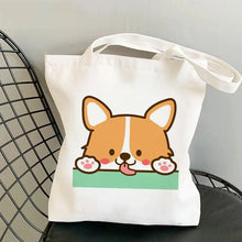 Corgi Print Canvas Shopper