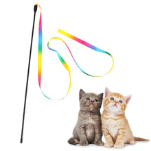 Cute Rainbow Strips Stick Cat Teaser Wand