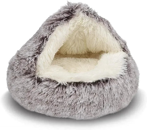 2 in 1 Semi Enclosed Round Cushion Cat Bed