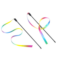 Cute Rainbow Strips Stick Cat Teaser Wand