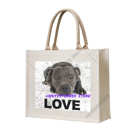 Staffy Print Large Capacity Tote Bag