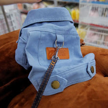 Spring Denim Coat with Leash Ring for Dogs