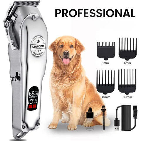 Professional Rechargeable Dog Hair Clipper – Low Noise Pet Grooming Trimmer