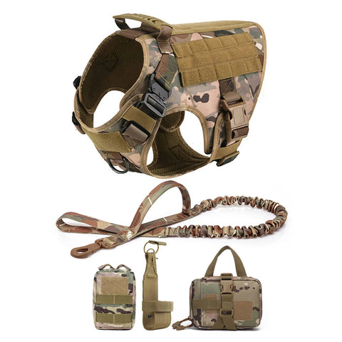 Military Large Dog Harness & Leash – Tactical Training Vest for Pets