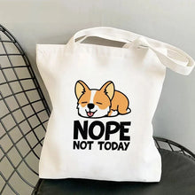 Corgi Print Canvas Shopper