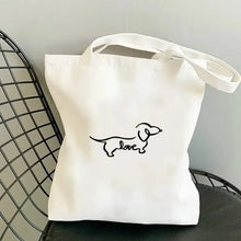 Dachshund Print Canvas Tote Daily Bag