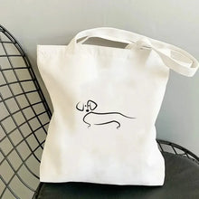 Dachshund Print Canvas Tote Daily Bag