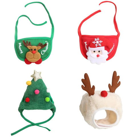 Christmas Pet Costume Set with Hat & Bib