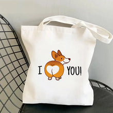 Corgi Print Canvas Shopper