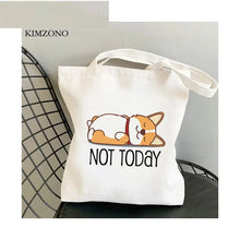 Corgi Print Canvas Shopper