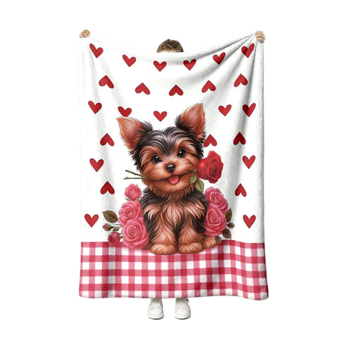 Yorkshire Dog Print Flannel Blanket