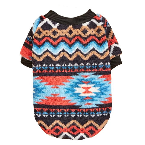 Retro Striped Plush Dog Winter Sweater