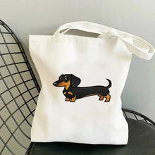 Dachshund Print Canvas Tote Daily Bag