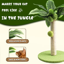 Cute Green Leaves Cat Scratching Post with Sisal Rope