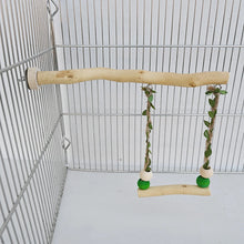 Wood Parrot Stand Pole Double Layer Swing Toy