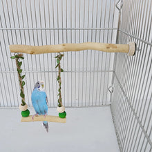 Wood Parrot Stand Pole Double Layer Swing Toy