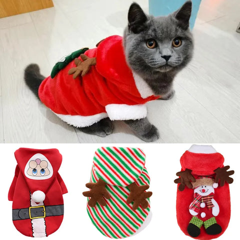 Christmas Hooded Sweater for Sphynx Cats Winter Costume