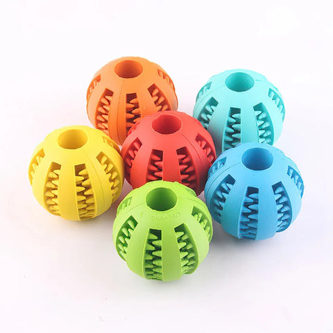 Interactive Dog Ball Toy for Small Dogs – Rubber Chew & Tooth Cleaning Food Ball