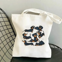 Dachshund Print Canvas Tote Daily Bag