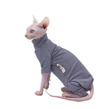 Striped Cotton Jumpsuit for Sphynx & Hairless Cats