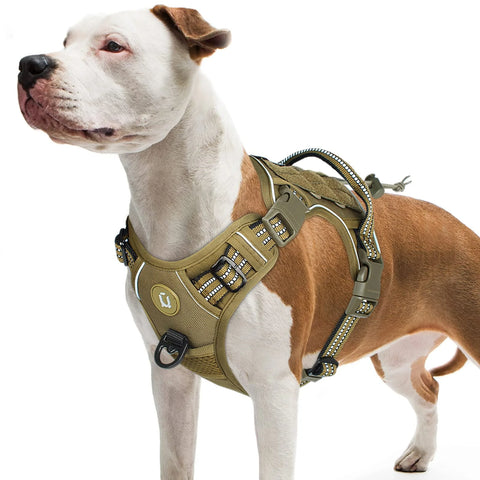 Tactical No-Pull Dog Harness, Adjustable Vest for Medium & Large Dogs, Reflective Military-Style