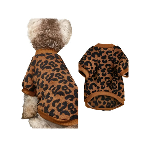 Leopard Print Winter Sweater for Dogs