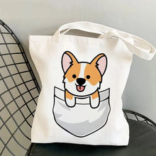 Corgi Print Canvas Shopper