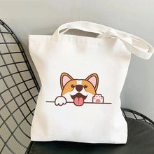 Corgi Print Canvas Shopper