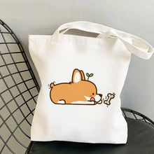 Corgi Print Canvas Shopper