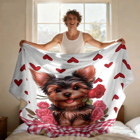 Yorkshire Dog Print Flannel Blanket