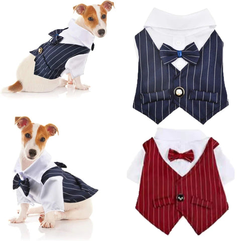 Bow Tie Shirt Dog Formal Wear Outfits