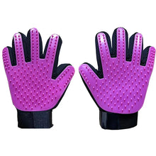 purple pet grooming gloves