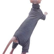 Striped Cotton Jumpsuit for Sphynx & Hairless Cats