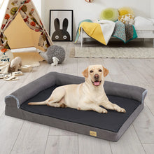 Bolster Dog Bed – Memory Foam Orthopedic L-Shape, Washable Plush Sofa