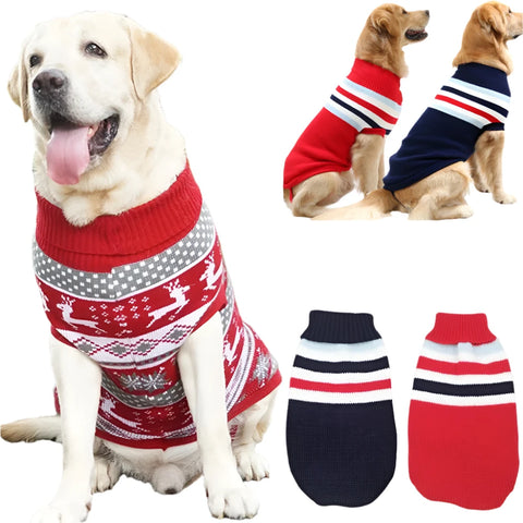 Christmas Knit Turtleneck Sweater for Large Dogs