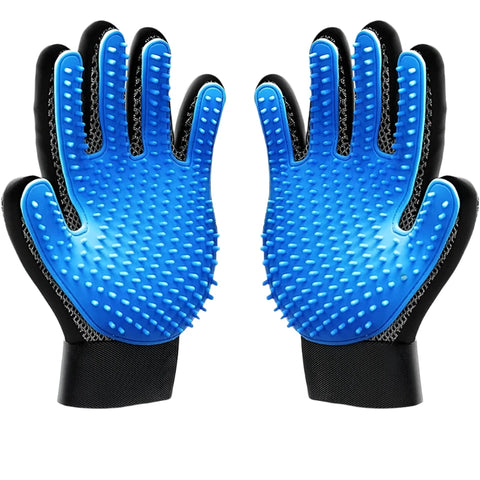 blue pet grooming gloves