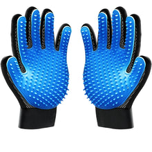 blue pet grooming gloves