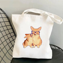 Corgi Print Canvas Shopper