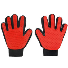 red pet grooming gloves